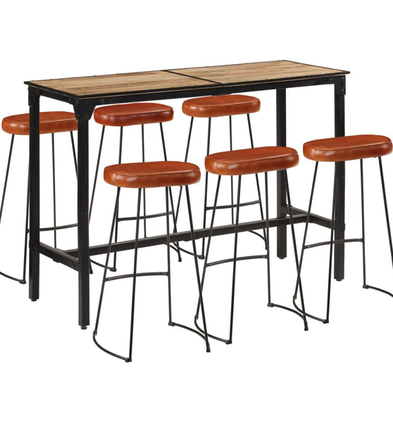 7-tlg. Bar-Set Raues Mangoholz und Metall