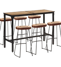 7-tlg. Bar-Set Raues Mangoholz und Metall