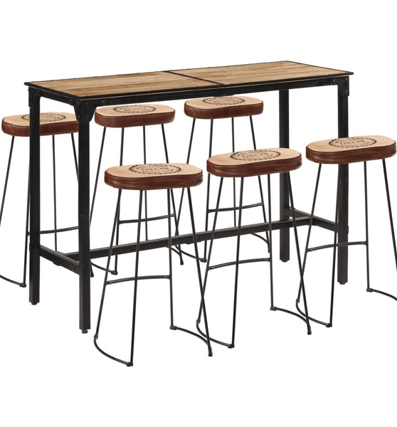 7-tlg. Bar-Set Raues Mangoholz und Metall