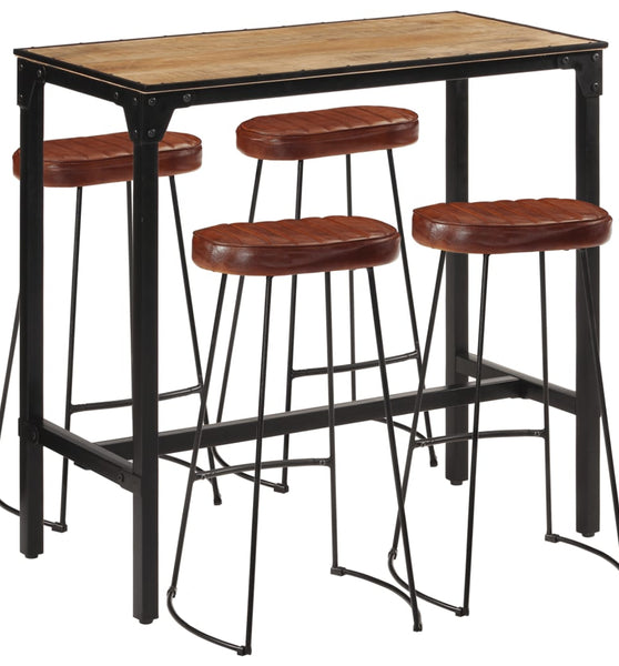 5-tlg. Bar-Set Raues Mangoholz und Metall