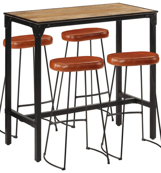 5-tlg. Bar-Set Raues Mangoholz und Metall