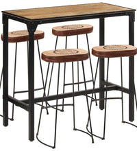 5-tlg. Bar-Set Raues Mangoholz und Metall