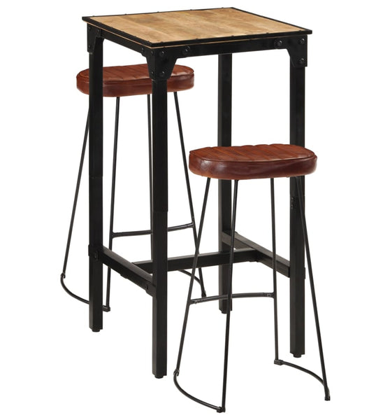 3-tlg. Bar-Set Raues Mangoholz und Metall