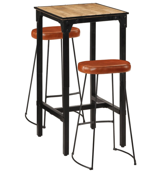 3-tlg. Bar-Set Raues Mangoholz und Metall