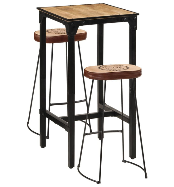 3-tlg. Bar-Set Raues Mangoholz und Metall