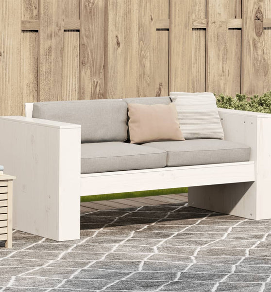 Gartensofa 2-Sitzer Weiß 134x60x62 cm Massivholz Kiefer