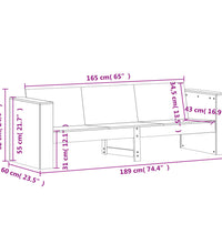 Gartensofa 3-Sitzer 189x60x62 cm Massivholz Kiefer