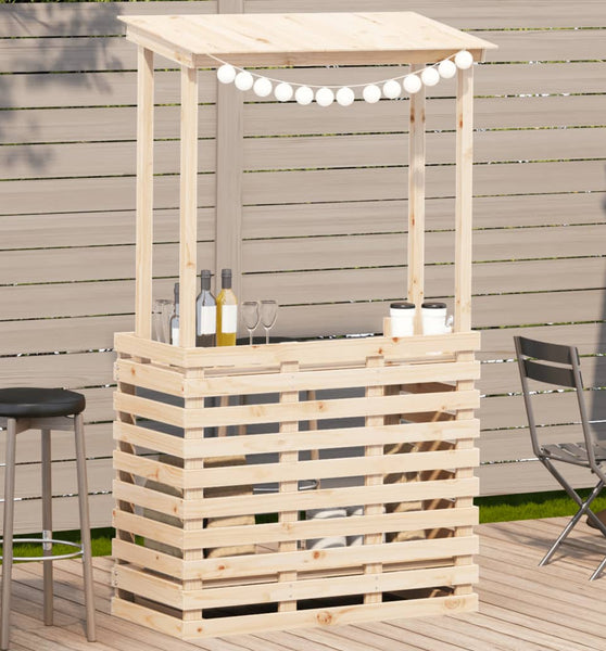 Gartenbar mit Dach 112,5x57x195,5 cm Massivholz Kiefer