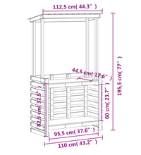 Gartenbar mit Dach Weiß 112,5x57x195,5 cm Massivholz Kiefer