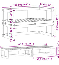 2-in-1 Gartensofa Verlängerbar Massivholz Douglasie