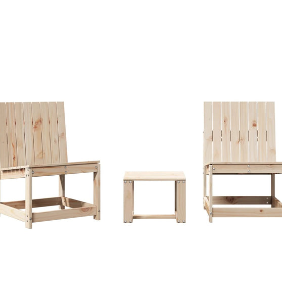 3-tlg. Garten-Lounge-Set Massivholz Kiefer