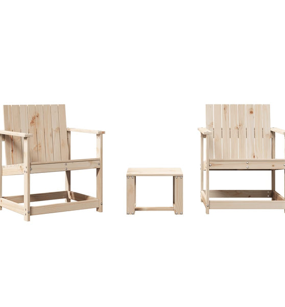 3-tlg. Garten-Lounge-Set Massivholz Kiefer