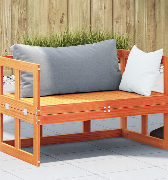 2-in-1 Gartensofa Verlängerbar Wachsbraun Massivholz Kiefer