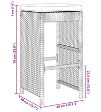 Garten-Barhocker mit Kissen 2 Stk. Braun Poly Rattan