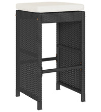 Garten-Barhocker mit Kissen 2 Stk. Schwarz Poly Rattan