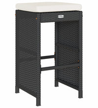 Garten-Barhocker mit Kissen 2 Stk. Schwarz Poly Rattan