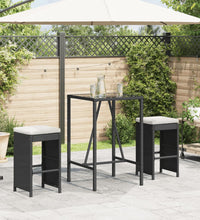 Garten-Barhocker mit Kissen 2 Stk. Schwarz Poly Rattan