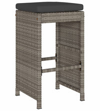 Garten-Barhocker mit Kissen 2 Stk. Grau Poly Rattan