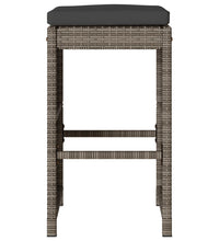 Garten-Barhocker mit Kissen 2 Stk. Grau Poly Rattan