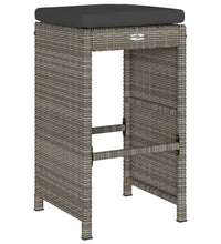 Garten-Barhocker mit Kissen 2 Stk. Grau Poly Rattan