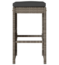 Garten-Barhocker mit Kissen 4 Stk. Grau Poly Rattan