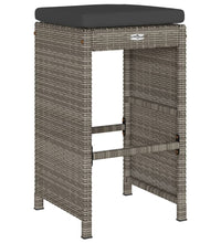 Garten-Barhocker mit Kissen 4 Stk. Grau Poly Rattan