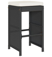 Garten-Barhocker mit Kissen 6 Stk. Schwarz Poly Rattan