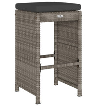 Garten-Barhocker mit Kissen 6 Stk. Grau Poly Rattan