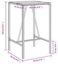 Garten-Bartisch Braun 70x70x110 cm Poly Rattan