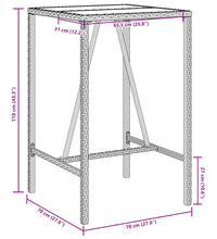 Garten-Bartisch Grau 70x70x110 cm Poly Rattan