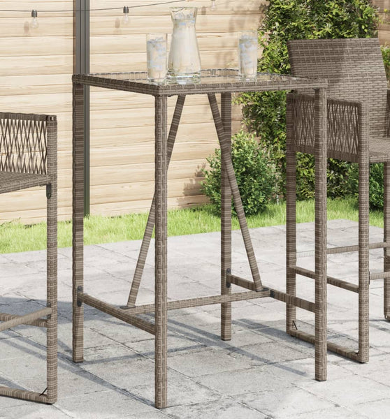 Garten-Bartisch Grau 70x70x110 cm Poly Rattan