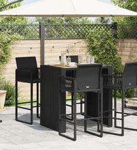 Gartentisch mit Holzplatte Schwarz 105x80x110 cm Poly Rattan