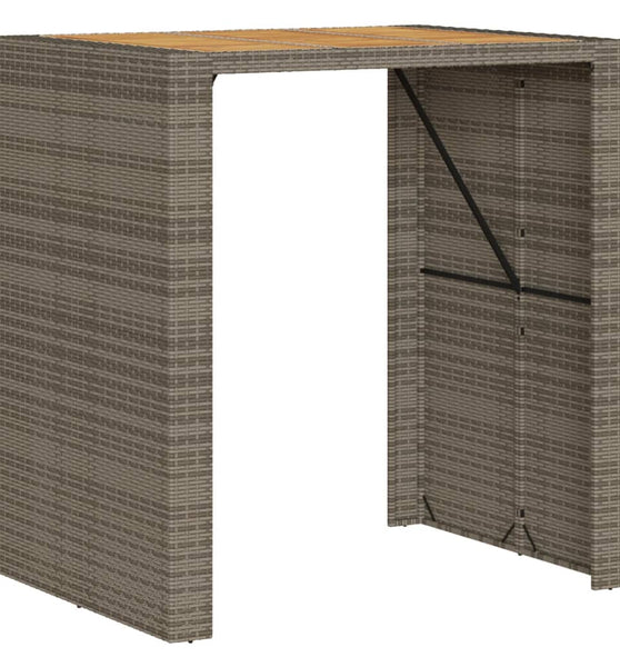 Gartentisch mit Holzplatte Grau 105x80x110 cm Poly Rattan