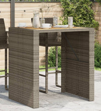 Gartentisch mit Holzplatte Grau 105x80x110 cm Poly Rattan