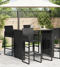 Gartentisch mit Holzplatte Schwarz 145x80x110 cm Poly Rattan