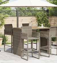 Gartentisch mit Holzplatte Grau 145x80x110 cm Poly Rattan