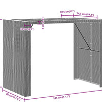 Gartentisch mit Holzplatte Grau 145x80x110 cm Poly Rattan