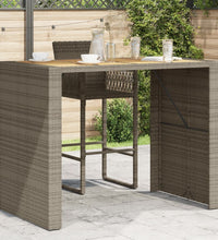 Gartentisch mit Holzplatte Grau 145x80x110 cm Poly Rattan