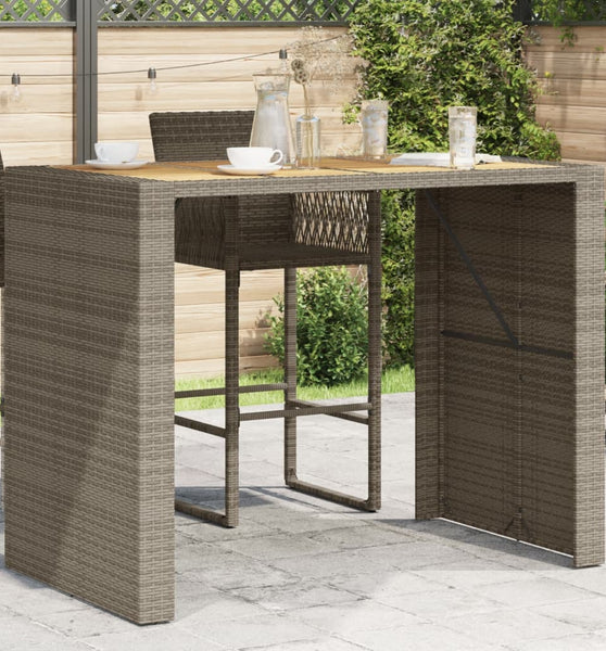 Gartentisch mit Holzplatte Grau 145x80x110 cm Poly Rattan