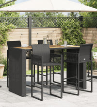 Gartentisch mit Holzplatte Schwarz 185x80x110 cm Poly Rattan