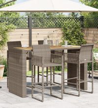 Gartentisch mit Holzplatte Grau 185x80x110 cm Poly Rattan