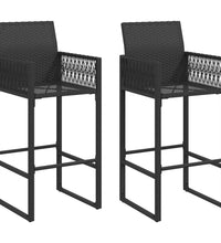 Garten-Barhocker 2 Stk. Schwarz Poly Rattan