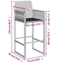 Garten-Barhocker 2 Stk. Schwarz Poly Rattan