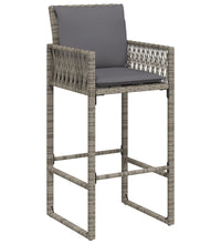 Garten-Barhocker mit Kissen 2 Stk. Grau Poly Rattan