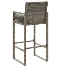 Garten-Barhocker mit Kissen 2 Stk. Grau Poly Rattan