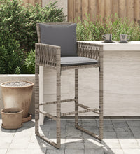 Garten-Barhocker mit Kissen 2 Stk. Grau Poly Rattan