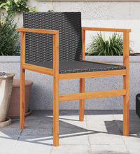 Gartenstühle 2 Stk. Schwarz Poly Rattan und Massivholz