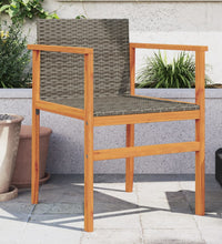 Gartenstühle 2 Stk. Grau Poly Rattan und Massivholz