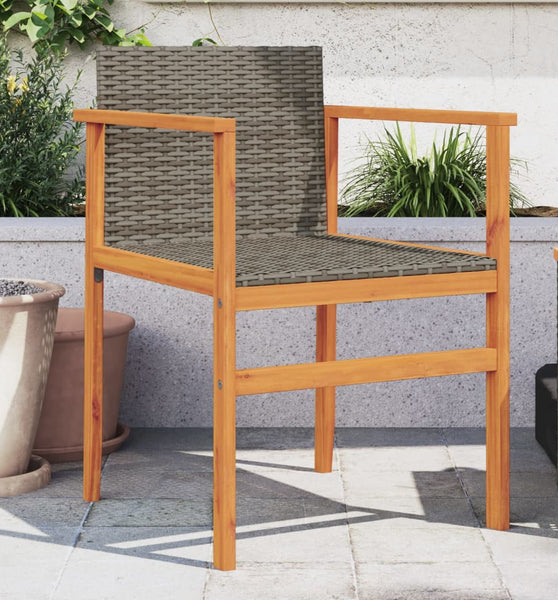 Gartenstühle 2 Stk. Grau Poly Rattan und Massivholz