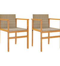 Gartenstühle 2 Stk. Beige Poly Rattan und Massivholz